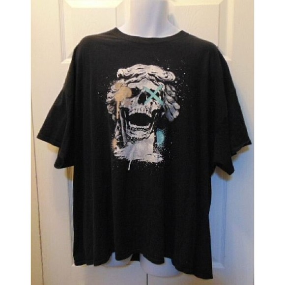 BoohooMan Graphic T-shirt Skull  3XL Black Short Sleeve Mens - Picture 1 of 10